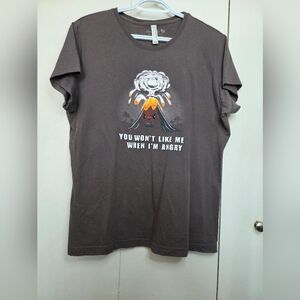 🌷Teeturtle Women's XL "You Won't Like Me When I'm Angry" Coal Volcano Tee